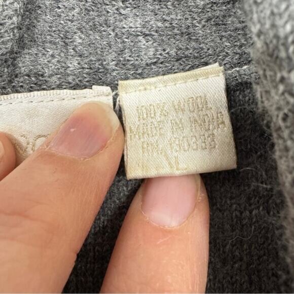 Vintage Whitewash Grey Wool Embroidered Duster Cardigan Sweater Womens L Boho - Picture 2 of 10